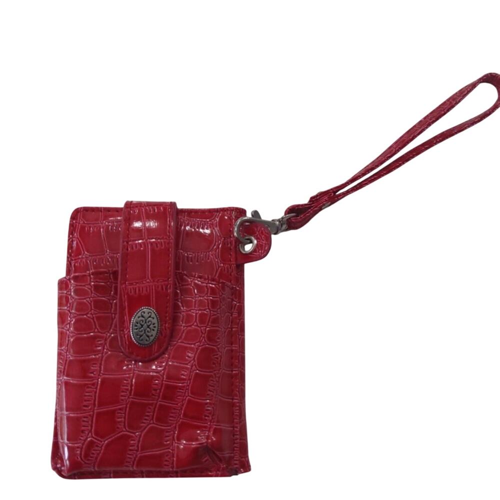$Red wristlet card wallet Milano brand pockets. Lightweight. Faux leather